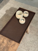 Leren dienblad rechthoek Maria maat L in donkerbruine krokoprint - 70x35x2,5 cm