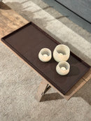 Leren dienblad rechthoek Maria maat L in donkerbruine krokoprint - 70x35x2,5 cm