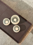 Leren dienblad rechthoek Maria maat L in donkerbruine krokoprint - 70x35x2,5 cm