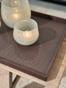 Leren dienblad rechthoek Maria maat L in donkerbruine krokoprint - 70x35x2,5 cm