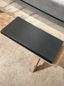 Leren dienblad rechthoek Maria maat L in donkerbruine krokoprint - 70x35x2,5 cm