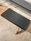 Leren dienblad rechthoek Maria maat L in donkerbruine krokoprint - 70x35x2,5 cm