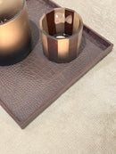 Leren dienblad vierkant Noa maat S in donkerbruine krokoprint - 30x30x2,5 cm