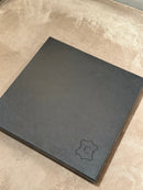 Leren dienblad vierkant Noa maat M in donkerbruine krokoprint - 40x40x2,5 cm