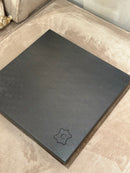 Leren dienblad vierkant Noa maat L in donkerbruine krokoprint - 50x50x2,5 cm