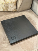 Leren dienblad vierkant Noa maat L in donkerbruine krokoprint - 50x50x2,5 cm