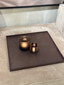 Leren dienblad vierkant Noa maat XL in donkerbruine krokoprint - 60x60x2,5 cm