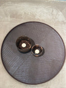 Leren dienblad rond Merel maat XL in donkerbruine krokoprint - D60 cm