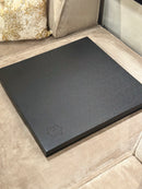 Leren dienblad rond Merel maat XL in donkerbruine krokoprint - D60 cm