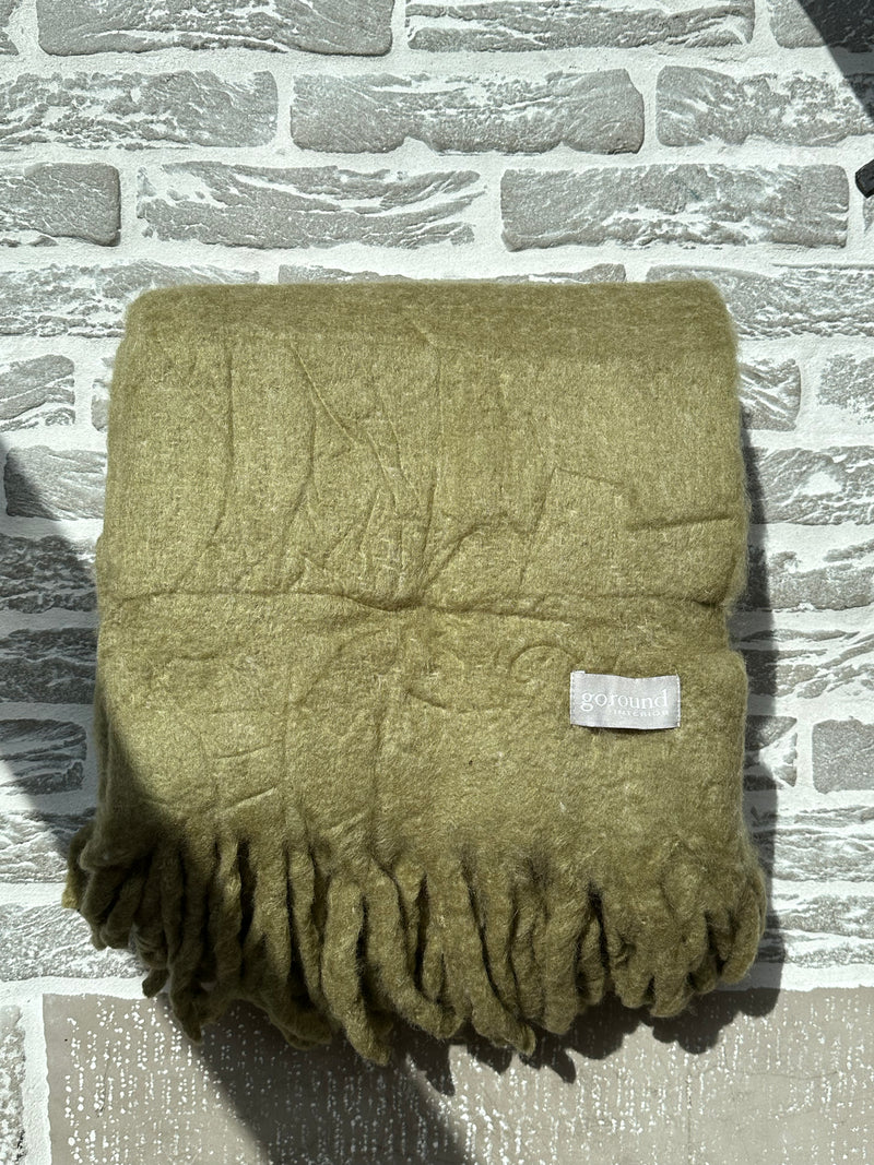 Plaid van wol - grijsgroen - 130 x 170 cm