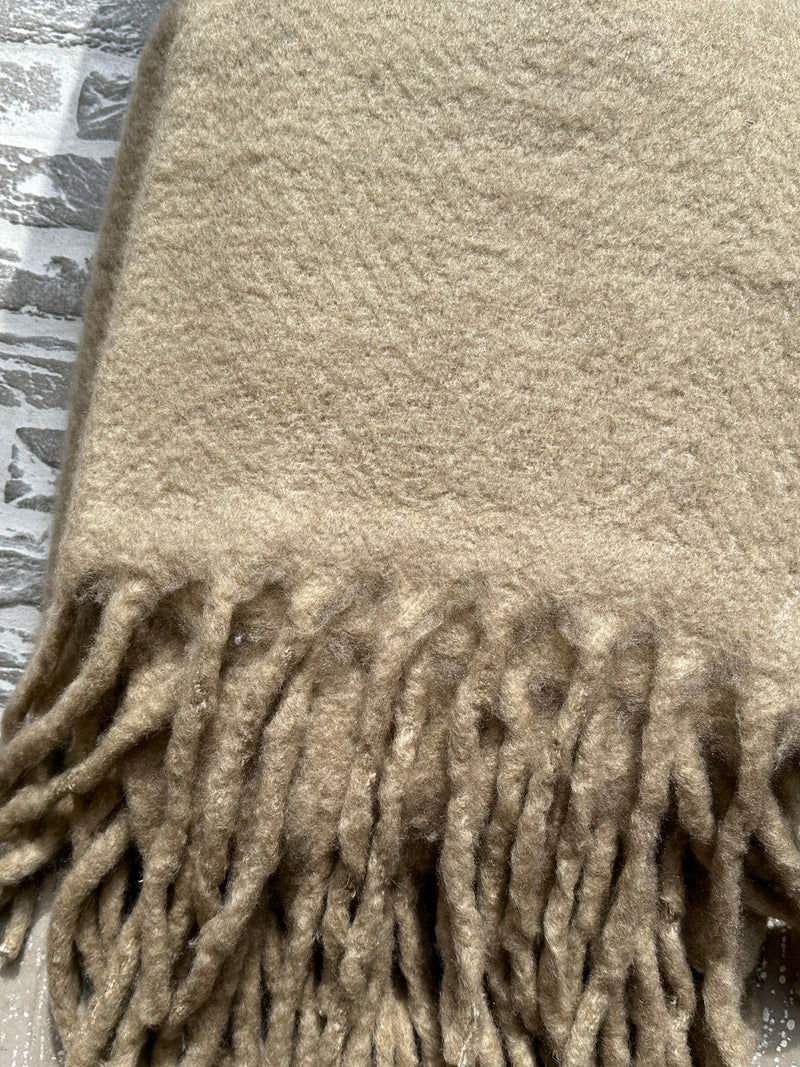 Plaid van wol - zandkleur - 130x170 cm