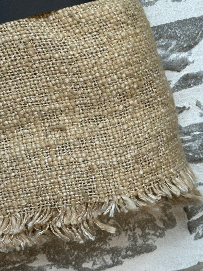 Plaid van grof geweven katoen - Kaki - 130x170 cm