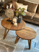 Set van 2 salontafels in naturelkleur - 80 cm & 60 cm