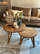 Set van 2 salontafels in naturelkleur - 80 cm & 60 cm