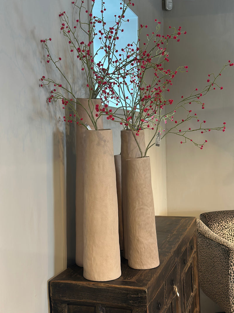 Hoge smalle vaas Soave – light brown – 17x61 cm
