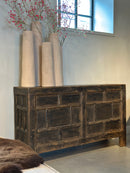 Zwart dressoir met 4 lades en 2 deurtjes - 145x42x85 cm