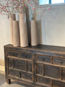 Zwart dressoir met 4 lades en 2 deurtjes - 145x42x85 cm