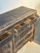 Zwart dressoir met 4 lades en 2 deurtjes - 145x42x85 cm