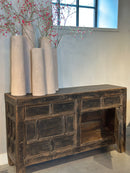 Zwart dressoir met 4 lades en 2 deurtjes - 145x42x85 cm