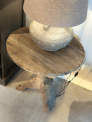 Wijntafel van oud, vergrijsd hout – doorsnede 70 cm