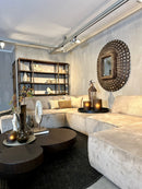 Hoekbank Tori met verstelbare rugleuning in beige fluffy stof - 404 cm x 254 cm