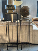 Zuil van zwart metaal met gouden blad – 100x30 cm