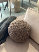 XXL rond kussen in bruine doodle stof – 35 cm