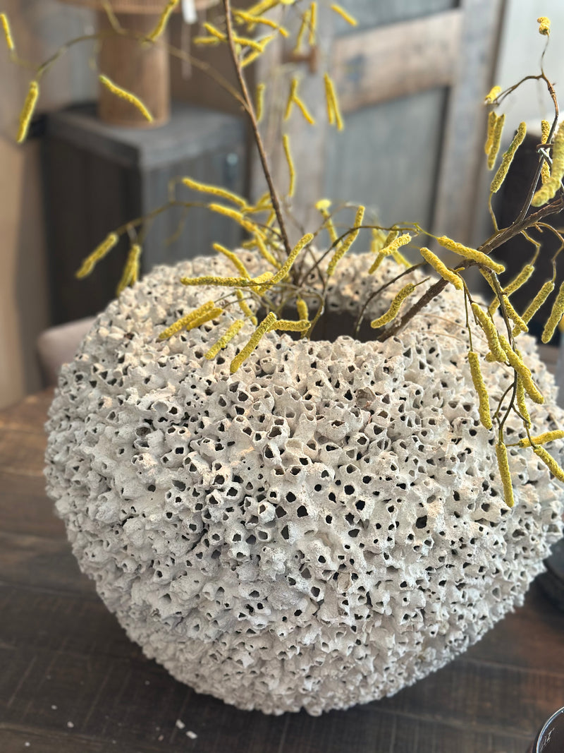 XXL witte koraal-vaas - H50 x D 40 cm