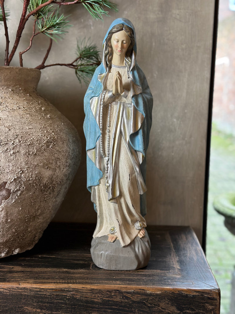 Beeld van biddende Maria in blauwgroene kleuren - 50 cm