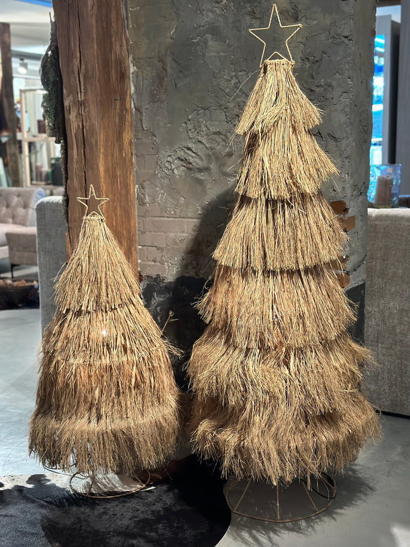 Kerstboom van raffia met lampje - 116 cm