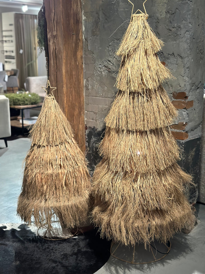 Kerstboom van raffia met lampje - 170 cm