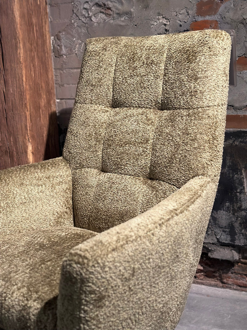 Fauteuil Dea in groenkleurige, zachte velours stof - Met draaipoot