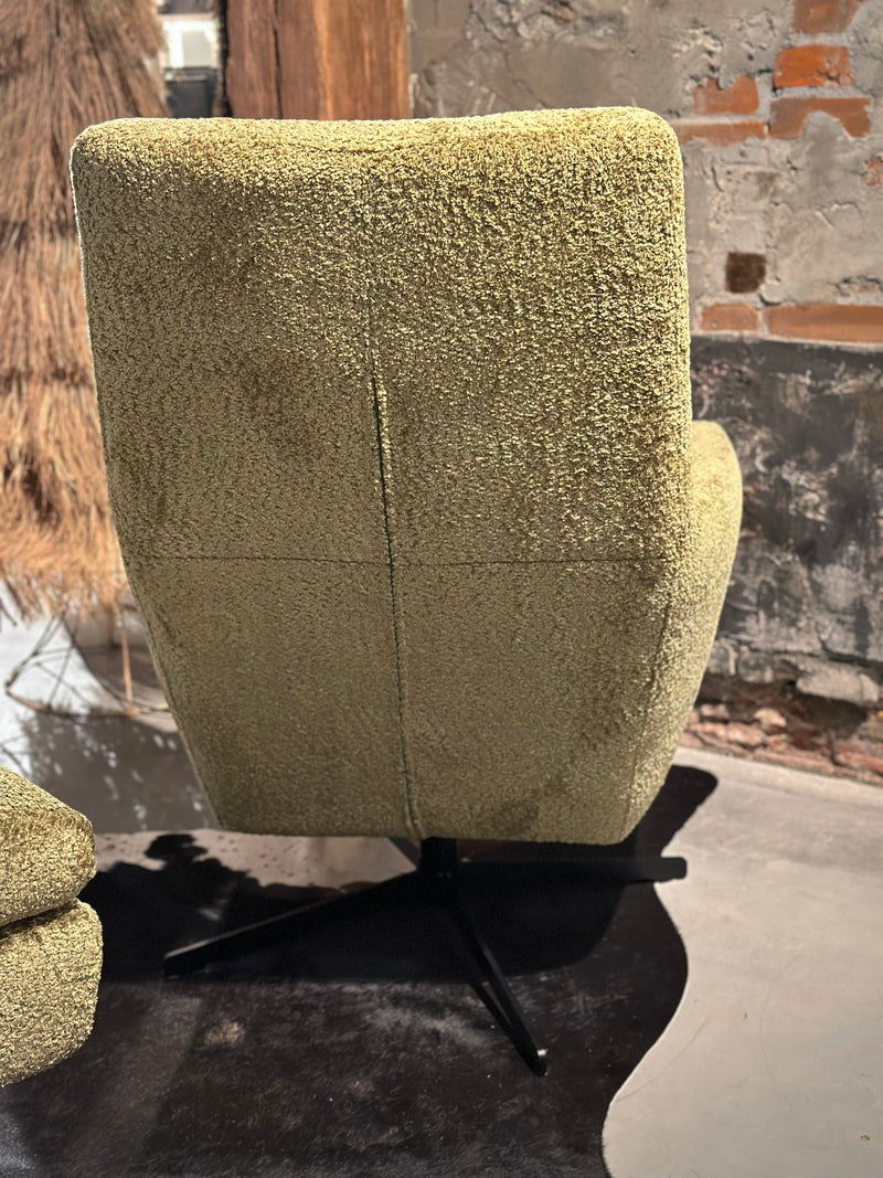 Fauteuil Dea in groenkleurige, zachte velours stof - Met draaipoot