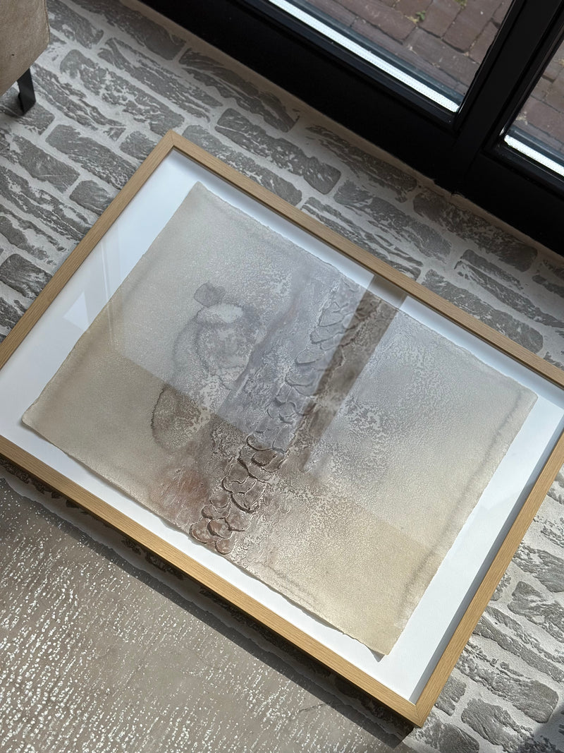 Schilderij met gestructureerde abstracte kunst – blank hout – 52x72 cm