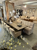 Eettafel Liz met kruispoot van vergrijsd teakhout - 240x100x78 cm