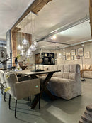 Eettafel Liz met kruispoot van vergrijsd teakhout - 240x100x78 cm