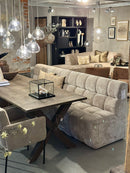 Eettafel Liz met kruispoot van vergrijsd teakhout - 240x100x78 cm