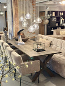 Eettafel Liz met kruispoot van vergrijsd teakhout - 240x100x78 cm