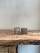 Dutz Collection Cilindervaas/windlicht met bubbels en metaalsnippers H7xD7 cm