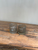 Dutz Collection Cilindervaas/windlicht met bubbels en metaalsnippers H7xD7 cm