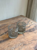 Dutz Collection Cilindervaas/windlicht met bubbels en metaalsnippers H7xD7 cm