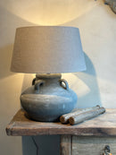 Lampenkap van taupekleurige grove linnen stof - 50x40x27 cm