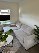 Hoekbank Hamburg met grote lounge in grove linnen-look stof - 2 zits bank met lounge L