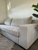 Hoekbank Hamburg met grote lounge in grove linnen-look stof - 2 zits bank met lounge L