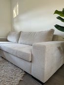 Hoekbank Hamburg met grote lounge in grove linnen-look stof - 2 zits bank met lounge L