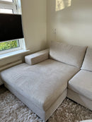 Hoekbank Hamburg met grote lounge in grove linnen-look stof - 2 zits bank met lounge L