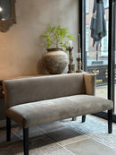 Set van 2 eetkamerbanken Avalon in taupekleurige velours stof - Keijser & Co - 140 cm