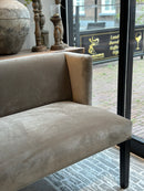 Set van 2 eetkamerbanken Avalon in taupekleurige velours stof - Keijser & Co - 140 cm