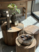 Salontafel houtblok op wieltjes