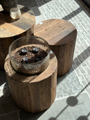 Salontafel houtblok op wieltjes